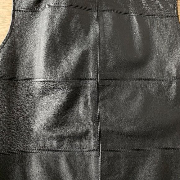 Vintage Black Leather Zip Up Vest - Picture 6 of 6